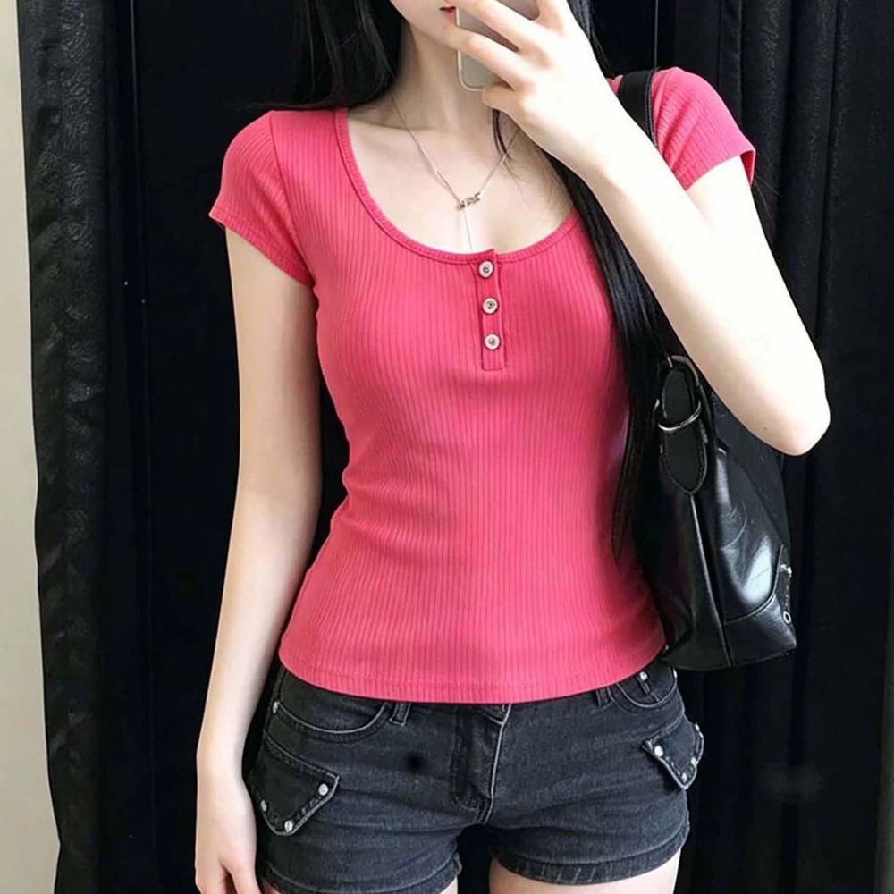 Zara Rose Pink Slim Fit Knit Top Y2K Short Sleeve